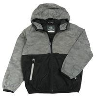 Stříbřitě sivo-čierna šušťáková jarná bunda s kapucňou George