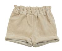 Béžové sametové žebrované kraťasy 