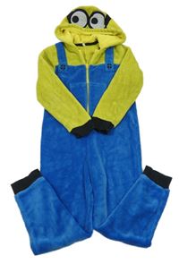 Zeleno-modrá chlupatá kombinéza s kapucí - Mimoň 