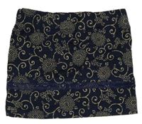 Tmavomodro-béžová vzorovaná sukňa