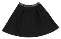 Čierna strukturová sukňa s trblietavým pasom