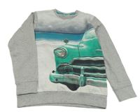 Sivá melírovaná mikina s autom