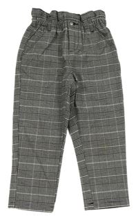 Bílo-černé kostkované paper bag kalhoty Kiabi 