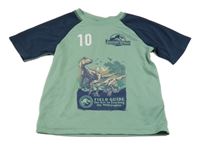 Zeleno-tmavomodré športové tričko s dinosaury - Jurský svět