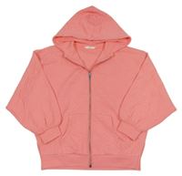 Růžová vzorovaná propínací oversize mikina s kapucí M&S