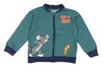 Zelenošedá propínací mikina Tom a Jerry