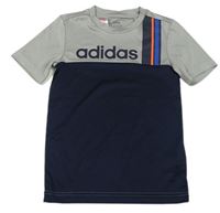 Sivo-tmavomodré športové tričko s logom Adidas