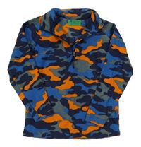 Tmavomodro-modro-oranžová army funkčná fleecová mikina Mountain Warehouse