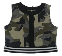 Kaki-čierny army crop top River Island
