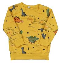 Žlutá mikina s dinosaury 