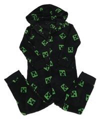 Čierna chlpatá kombinéza s Minecraft a kapucňou Pep&Co.