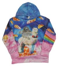 Modro-ružová mikina s lamou a kapucňou zn. Funnycokid