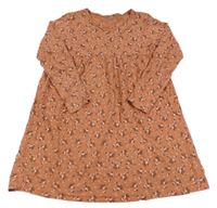 Skořicové bavlněné šaty s kytičkami Vertbaudet