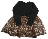 Čierne teplákovo/síťované šaty s flitrami