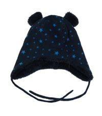 Tmavomodrá hviezdičkovaná fleecová čapica Topomini