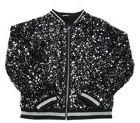 Čierna zamatová flitrová podšitá bunda M&s