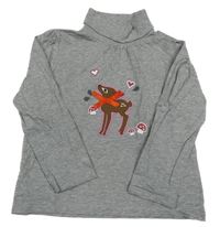 Šedé melírované triko se srnkou a rolákem Lupilu