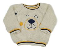 Biela huňatá mikina s medvedíkom Ergee