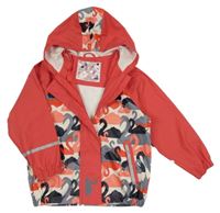 Ružovo-biela nepromokavá bunda s labuťami  a kapucňou Lupilu