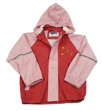 Červeno-ružová nepromokavá bunda s koníkem a kapucňou Lupilu