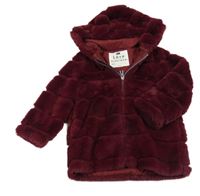 Vínová kožušinová podšitá bunda s kapucňou F&F