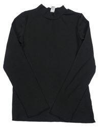 Čierne rebrované tričko s rolákom Tu