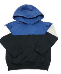 Čierno-modro-sivá mikina s klokankou a kapucňou Topolino