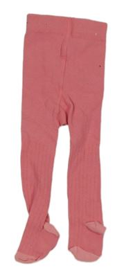 Růžové žebrované punčocháče 