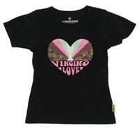 Čierne tričko so srdiečkom a nápisom Vingino