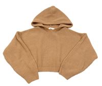 Béžový pletený crop svetr s kapucí Matalan