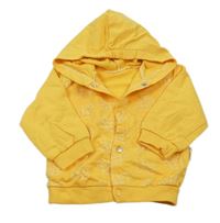 Žlutá propínací mikina s medvídky a kapucí 