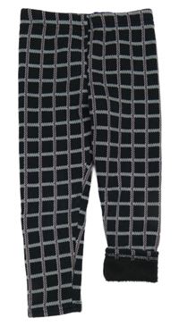 Čierno-bielo-ružové kockované zateplené legíny Impidimpi