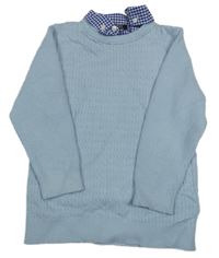 Svetlomodrý vzorovaný sveter so všitou košilí Next