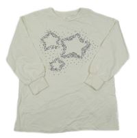 Bílá dlouhá mikina s hvězdičkami z flitrů Next