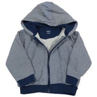 Tmavomodro-biela pruhovaná prepínaci mikina s kapucňou M&S