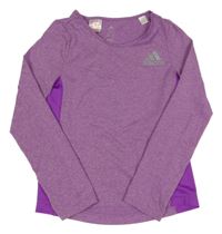 Fialové melírované funkční sportovní triko s logem Adidas