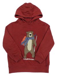Červená mikina s medvedíkom a kapucňou Primark