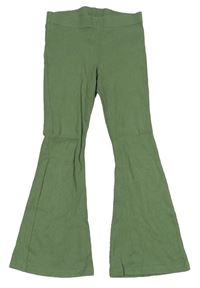 Khaki žebrované flare kalhoty M&S