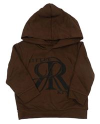 Tmavohnedá mikina s logom a kapucňou RIVER ISLAND
