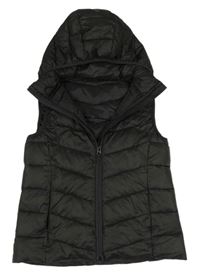 Čierna prešívaná šušťáková zateplená bunda s odopínacíá kapucňou H&M