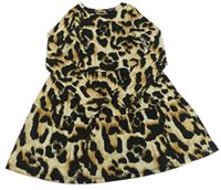 Smetanovo-hnedo-čierne vzorované šaty šaty s volánikmi RIVER ISLAND