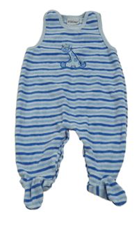 Modro-cobaltově modro-světlemodré pruhované sametové dupačky so žirafou zn. FIXONI