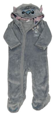 Šedá plyšová kombinéza se Stitchem a kapucí Disney