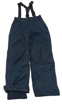 Tmavomodré vzorované šusťákové funkční zimní oteplovačky s odepínacími kšandami MOUNTAIN WAREHOUSE