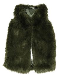 Khaki kožušinová podšitá vesta Next