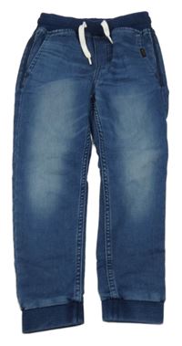 Modré cuff chino teplákové rifle s úpletovým pasem H&M