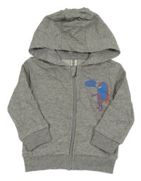 Sivá melírovaná prepínaci mikina s príšerkou a kapucňou POCOPIANO