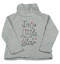 Šedá melírovaná mikina s nápisy a hvězdičkami a komínovým límcem C&A