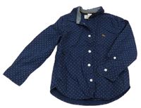 Tmavomodrá košile s tečkami a výšivkou H&M