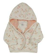 Smotanová zamatová prepínaci mikina so zajačikmi a mašličkou a kapucňou C&A